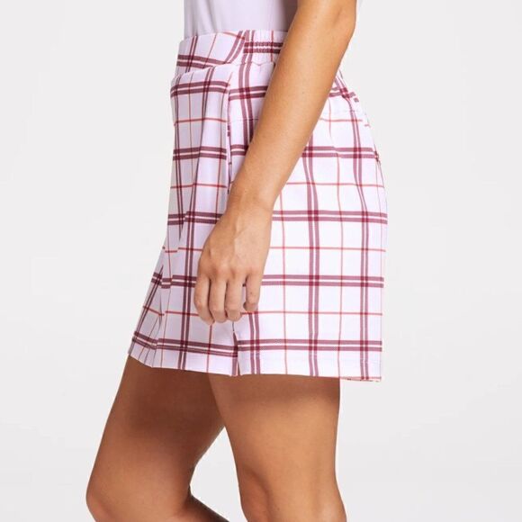 NEW Lady Hagen Golf Skort Skirt Size XL Clubhouse Plaid Burgundy Red Pink 16" - Picture 11 of 11